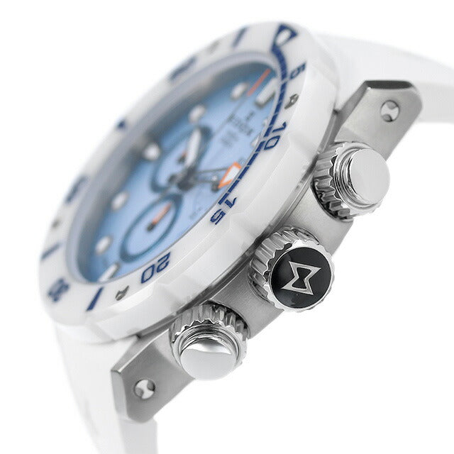 エドックス クロノオフショア1 腕時計 メンズ チタン クロノグラフ EDOX 10242-TINB-BUICDNO アナログ ライトブルーグラデーション ホワイト 白 10242-TINB-BUICDNO