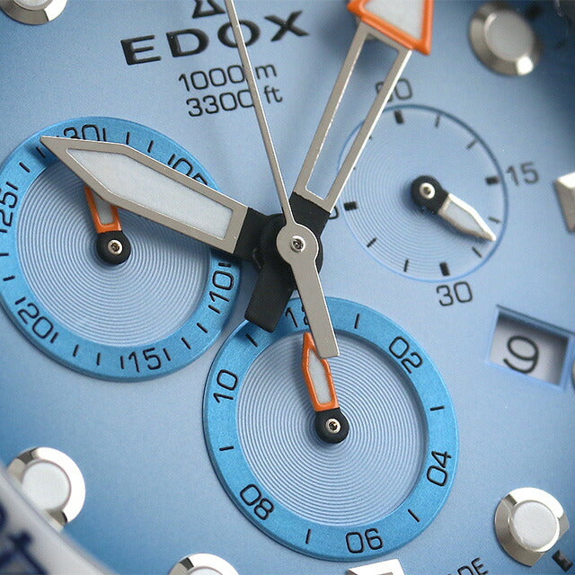 エドックス クロノオフショア1 腕時計 メンズ チタン クロノグラフ EDOX 10242-TINB-BUICDNO アナログ ライトブルーグラデーション ホワイト 白 10242-TINB-BUICDNO