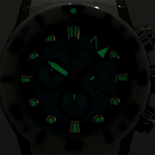 エドックス クロノオフショア1 腕時計 メンズ チタン クロノグラフ EDOX 10242-TINB-BUICDNO アナログ ライトブルーグラデーション ホワイト 白 10242-TINB-BUICDNO