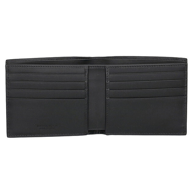 ボッテガ・ヴェネタ 二つ折り財布 メンズ ブランド BOTTEGA VENETA イントレチャート レザー 113993 V47W1 1000 ブラック 113993-V47W1-1000