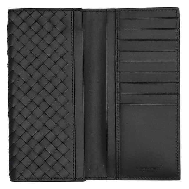 ボッテガ・ヴェネタ 長財布 メンズ ブランド BOTTEGA VENETA イントレチャート レザー 120697 V47W1 1000 ブラック 120697-V47W1-1000