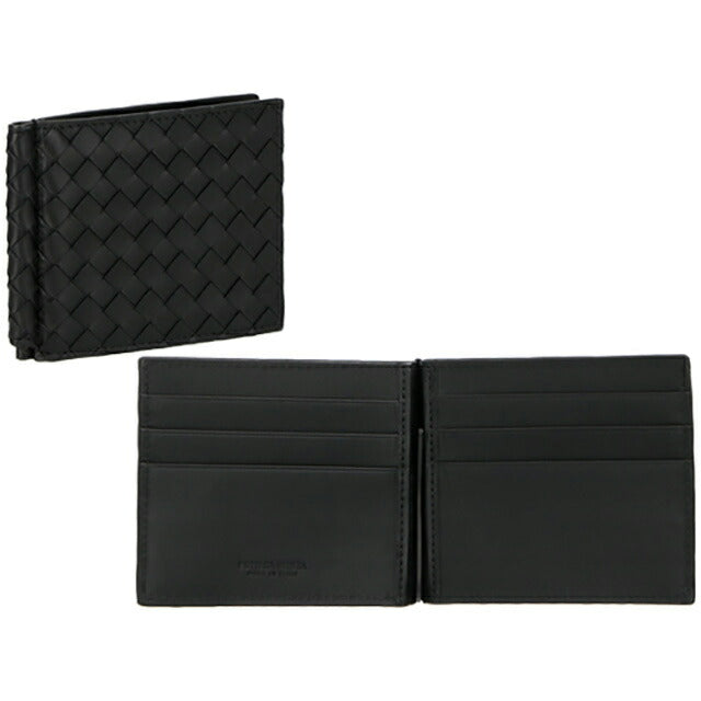 ボッテガ・ヴェネタ 二つ折り財布 メンズ ブランド BOTTEGA VENETA イントレチャート 123180 V4651 1143 ブラック 123180-V4651-1143