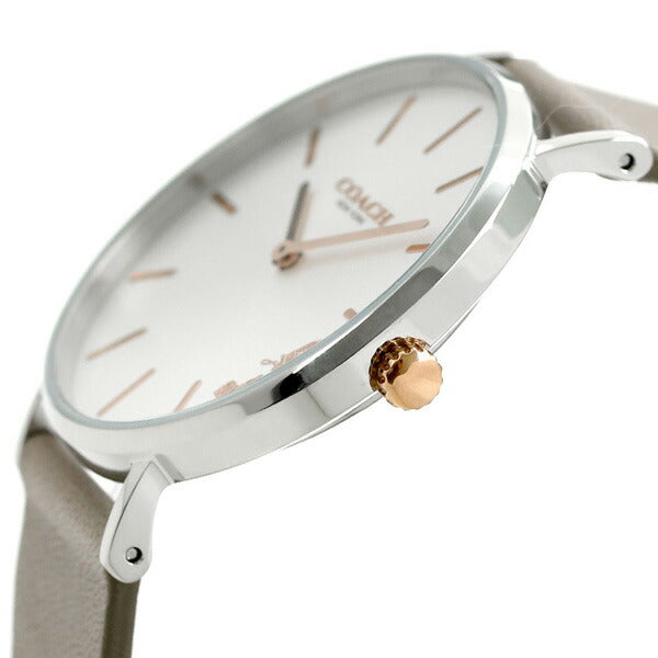 コーチ COACH 時計 レディース 36mm シルバー グレージュ 革ベルト 14503119 ペリー 腕時計 14503119