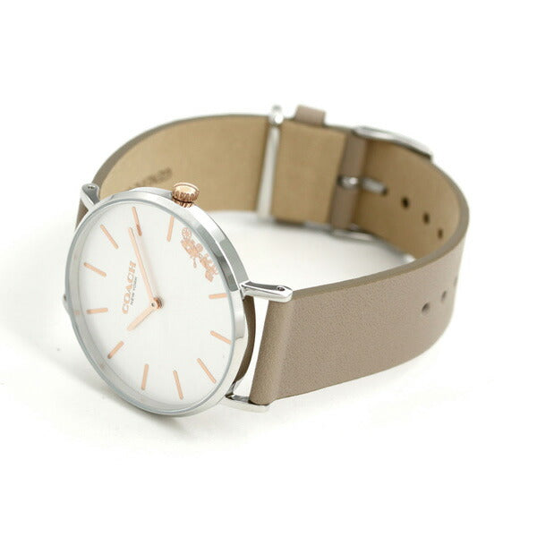 コーチ COACH 時計 レディース 36mm シルバー グレージュ 革ベルト 14503119 ペリー 腕時計 14503119
