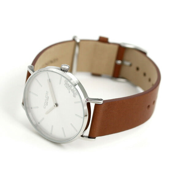 コーチ COACH 時計 レディース 36mm シルバー ブラウン 革ベルト 14503120 ペリー 腕時計 14503120