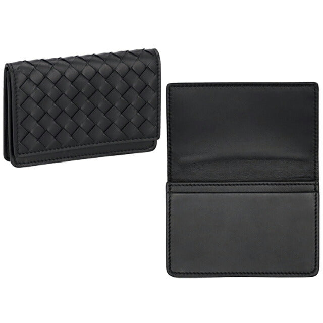 ボッテガ・ヴェネタ 名刺入れ メンズ レディース ブランド BOTTEGA VENETA イントレチャート レザー 174646 V3UN1 1275 ブラック 174646-V3UN1-1275