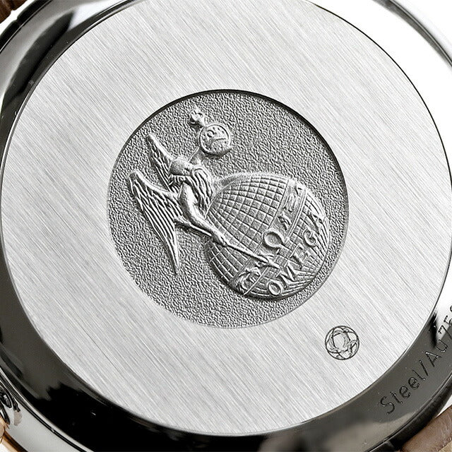 オメガ デビル プレステージ 37mm 自動巻き K18 機械式 腕時計 ブランド メンズ 革ベルト OMEGA 424.23.37.20.09.001 アナログ ホワイト ブラウン 白 スイス製 424-23-37-20-09-001