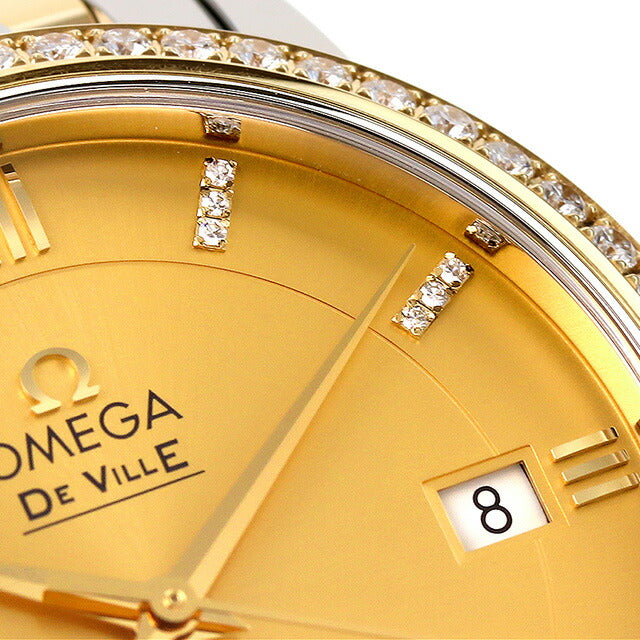 オメガ デビル プレステージ 37mm 自動巻き K18 機械式 腕時計 ブランド メンズ ダイヤモンド OMEGA 424.25.37.20.58.001 アナログ イエローゴールド スイス製 424-25-37-20-58-001