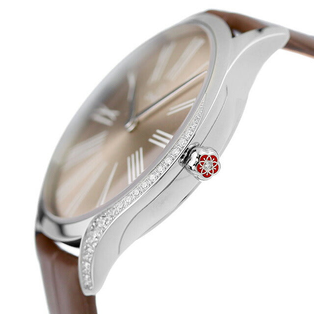 オメガ デビル 39mm クオーツ 腕時計 ブランド レディース ダイヤモンド OMEGA 428.18.39.60.13.001 アナログ グレー トープブラウン スイス製 428-18-39-60-13-001