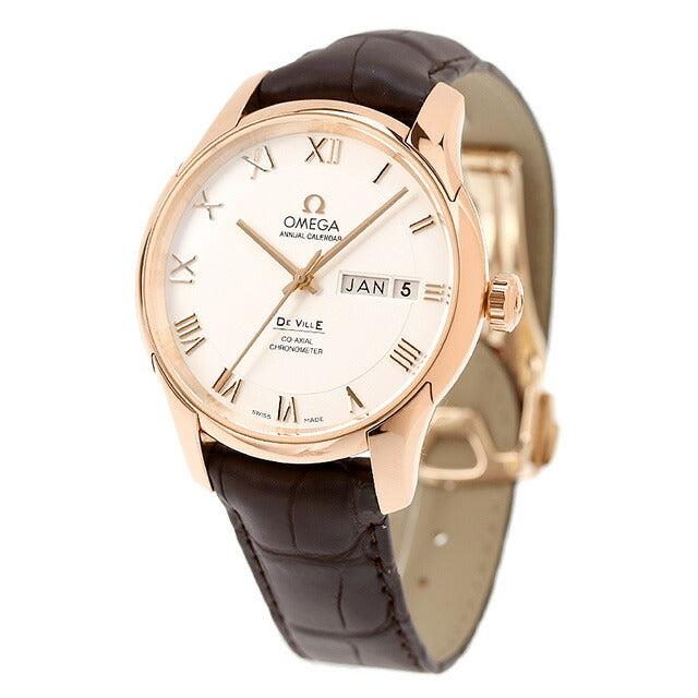 オメガ デビル コーアクシャル アニュアル カレンダー 41mm 自動巻き K18 腕時計 ブランド メンズ OMEGA 431.53.41.22.02.001 シルバー ブラウン 431-53-41-22-02-001
