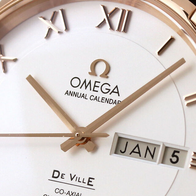 オメガ デビル コーアクシャル アニュアル カレンダー 41mm 自動巻き K18 腕時計 ブランド メンズ OMEGA 431.53.41.22.02.001 シルバー ブラウン 431-53-41-22-02-001