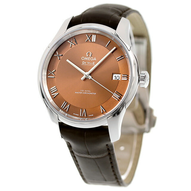 オメガ デビル アワービジョン 41mm 自動巻き 腕時計 メンズ 革ベルト OMEGA 433.13.41.21.10.001 アナログ ブラウン ダークブラウン スイス製 433-13-41-21-10-001