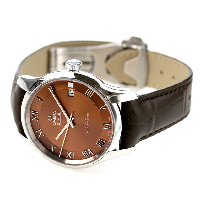 オメガ デビル アワービジョン 41mm 自動巻き 腕時計 メンズ 革ベルト OMEGA 433.13.41.21.10.001 アナログ ブラウン ダークブラウン スイス製 433-13-41-21-10-001
