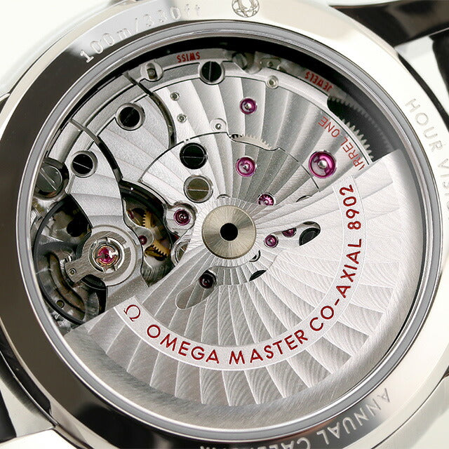 オメガ デビル アワービジョン 41mm 自動巻き 腕時計 ブランド メンズ 革ベルト OMEGA 433.13.41.22.02.001 アナログ シルバー ブラック 黒 スイス製 433-13-41-22-02-001