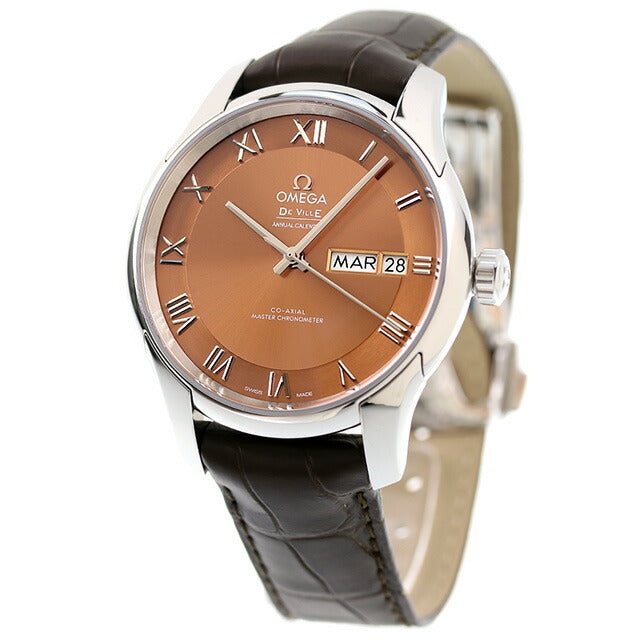 オメガ デビル アワービジョン 41mm 自動巻き 腕時計 メンズ 革ベルト OMEGA 433.13.41.22.10.001 アナログ ブラウン ダークブラウン スイス製 433-13-41-22-10-001