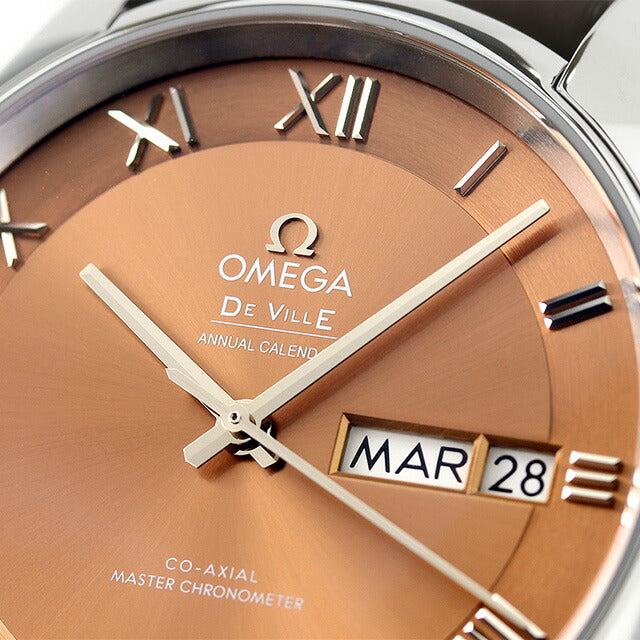 オメガ デビル アワービジョン 41mm 自動巻き 腕時計 メンズ 革ベルト OMEGA 433.13.41.22.10.001 アナログ ブラウン ダークブラウン スイス製 433-13-41-22-10-001