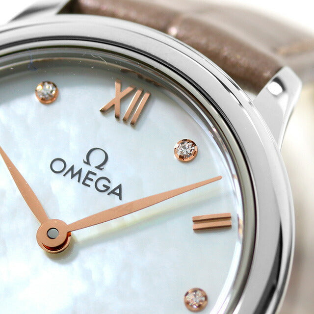 オメガ デビル プレステージ 27.5mm クォーツ 電池式 腕時計 ブランド レディース ダイヤモンド OMEGA 434.13.28.60.55.001 アナログ ホワイトシェル トープ 434-13-28-60-55-001