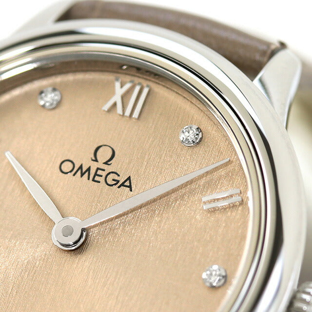 オメガ デビル プレステージ 27.5mm クォーツ 電池式 腕時計 ブランド レディース ダイヤモンド OMEGA 434.13.28.60.59.001 アナログ リネンカラー トープ 434-13-28-60-59-001