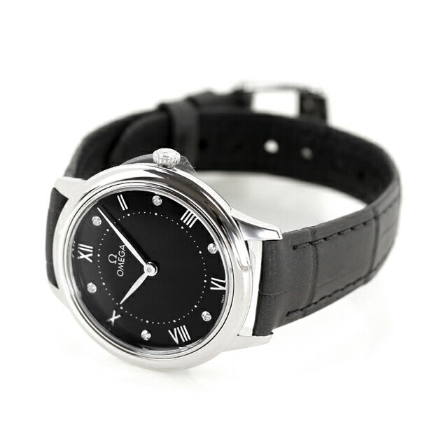 オメガ デ・ヴィル プレステージ 30mm クォーツ 電池式 腕時計 ブランド レディース ダイヤモンド OMEGA 434.13.30.60.51.001 アナログ ブラック ダークグレー 434-13-30-60-51-001