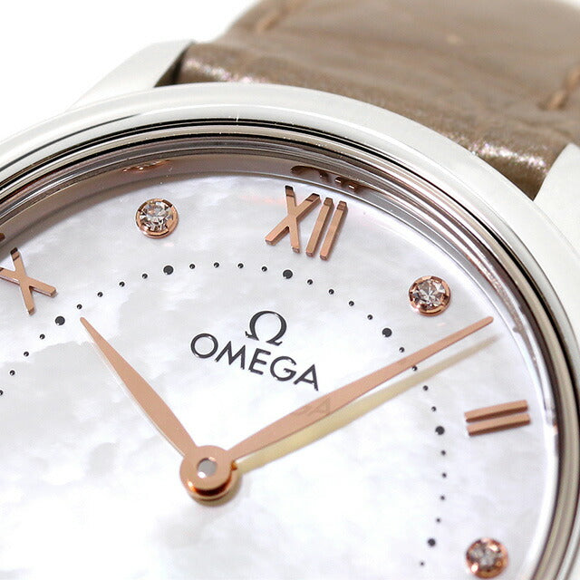 オメガ デ・ヴィル プレステージ 30mm クォーツ 電池式 腕時計 ブランド レディース ダイヤモンド OMEGA 434.13.30.60.55.001 アナログ ホワイトシェル トープ 434-13-30-60-55-001