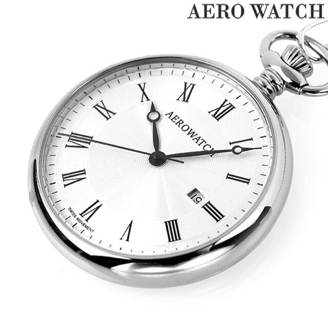 アエロウォッチ クオーツ 懐中時計 AEROWATCH 45828-PD01 ホワイト 白 スイス製 45828-PD01