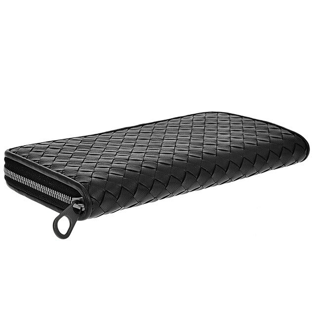 ボッテガ・ヴェネタ 長財布 メンズ レディース ブランド BOTTEGA VENETA イントレチャート レザー 510643 V4651 1000 ブラック 510643-V4651-1000