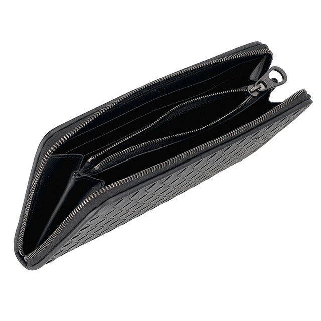 ボッテガ・ヴェネタ 長財布 メンズ レディース ブランド BOTTEGA VENETA イントレチャート レザー 510643 V47W1 1275 ブラック 510643-V47W1-1275