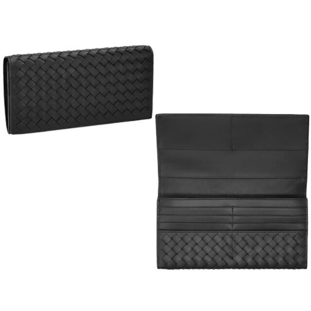 ボッテガ・ヴェネタ 長財布 メンズ ブランド BOTTEGA VENETA イントレチャート 577559 V47W1 1275 ブラック 577559-V47W1-1275