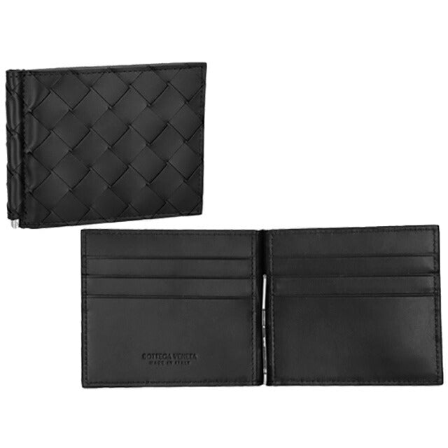 ボッテガ・ヴェネタ 二つ折り財布 メンズ ブランド BOTTEGA VENETA イントレチャート 592626 V3US1 8803 ブラック 592626-V3US1-8803