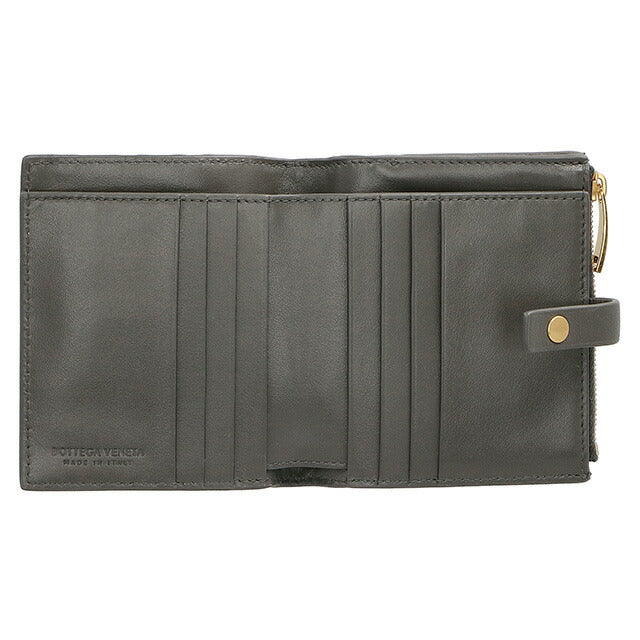 ボッテガ・ヴェネタ 二つ折り財布 レディース ブランド BOTTEGA VENETA イントレチャート 600270 VCPP3 1408 グレー 600270-VCPP3-1408