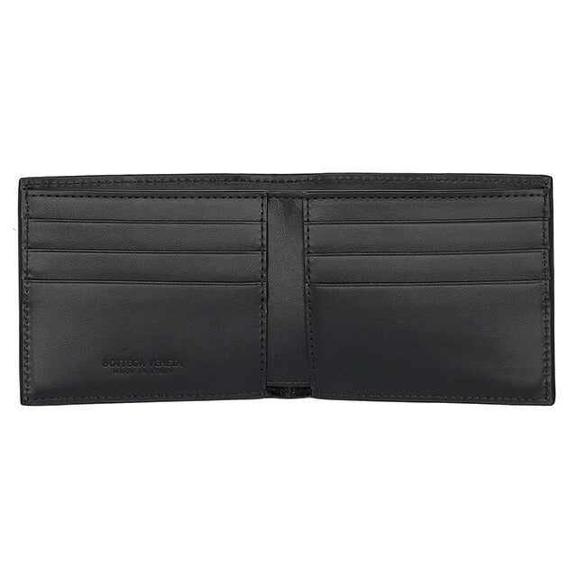 ボッテガ・ヴェネタ 二つ折り財布 メンズ ブランド BOTTEGA VENETA イントレチャート レザー 649603 V47V1 8803 ブラック 649603-V47V1-8803