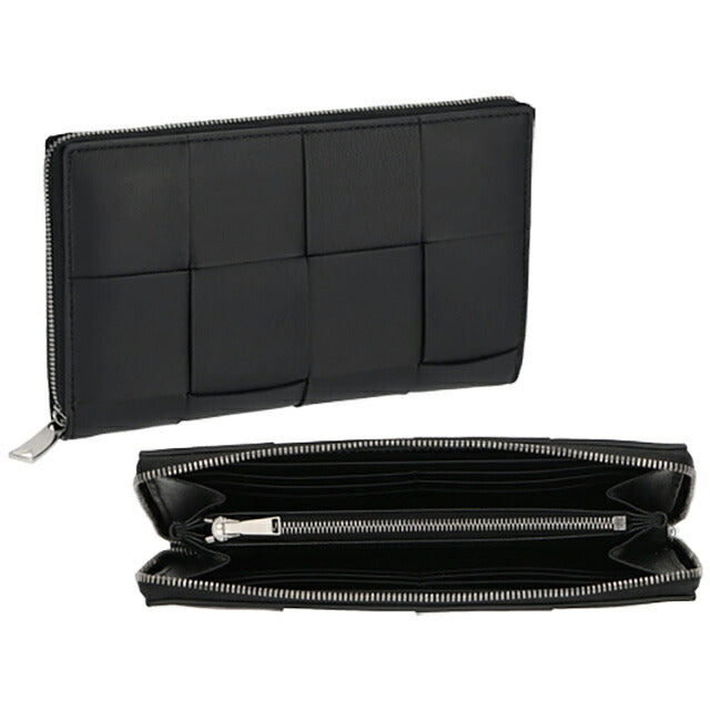 ボッテガ・ヴェネタ 長財布 メンズ ブランド BOTTEGA VENETA マキシイントレチャート レザー 651368 V3UO1 8803 ブラック 651368-V3UO1-8803