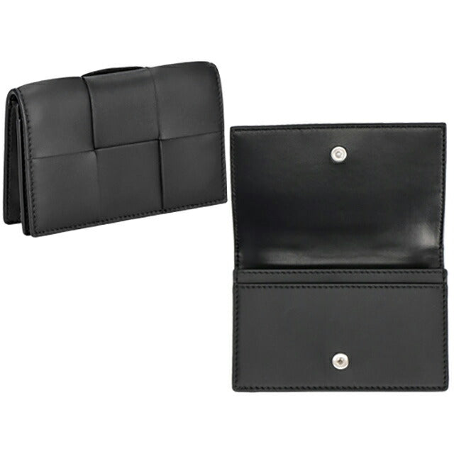 ボッテガ・ヴェネタ 名刺入れ レディース ブランド BOTTEGA VENETA イントレチャート 651396 V3UO3 8803 ブラック 651396-V3UO3-8803