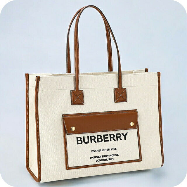 バ−バリ− トートバッグ レディース ブランド BURBERRY 8044129 ホワイト/ブラウン 8044129