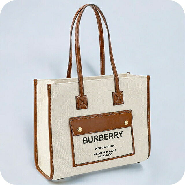バ−バリ− トートバッグ レディース ブランド BURBERRY 8044138 ホワイト/ブラウン 8044138