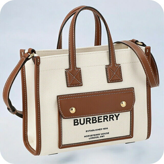 バ−バリ− ハンドバッグ レディース ブランド BURBERRY 8044143 ホワイト/ブラウン 8044143