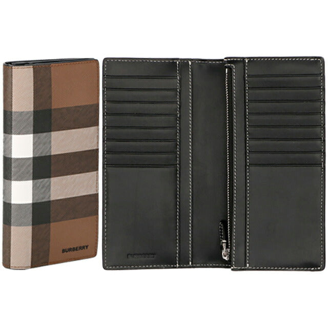 バ−バリ− 長財布 メンズ ブランド BURBERRY チェック 8052803 ブラウン/ブラック 8052803