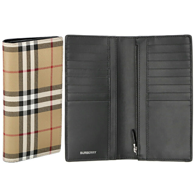 バ−バリ− 長財布 メンズ レディース ブランド BURBERRY チェック 8065640 ベージュ/ブラック 8065640