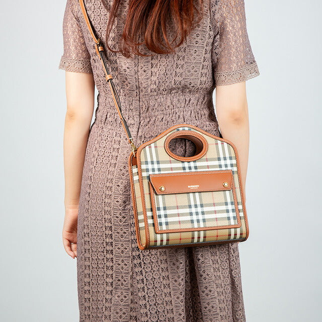 バ−バリ− ハンドバッグ レディース ブランド BURBERRY チェック 8066166 ベージュ 8066166