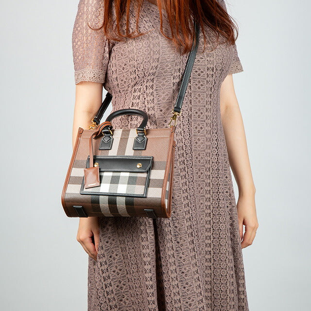 バ−バリ− ハンドバッグ レディース ブランド BURBERRY チェック 8069661 ブラウン 8069661