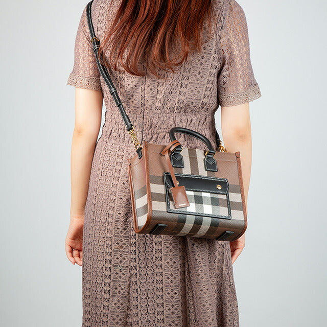 バ−バリ− ハンドバッグ レディース ブランド BURBERRY チェック 8069661 ブラウン 8069661