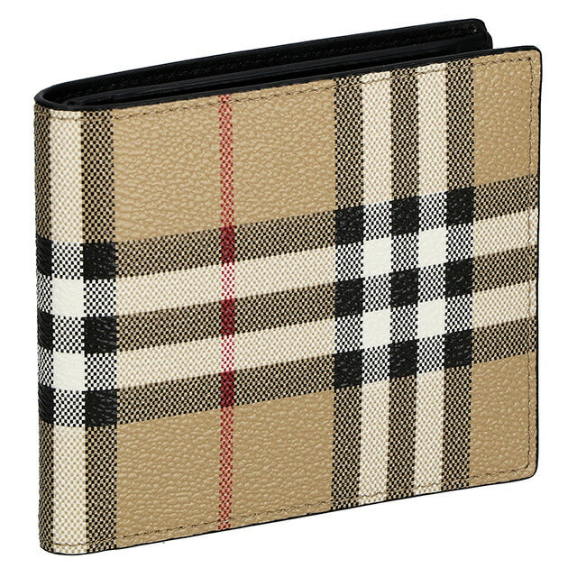 バ−バリ− 二つ折り財布 メンズ ブランド BURBERRY チェック 8069815 ベージュ/ブラック 8069815