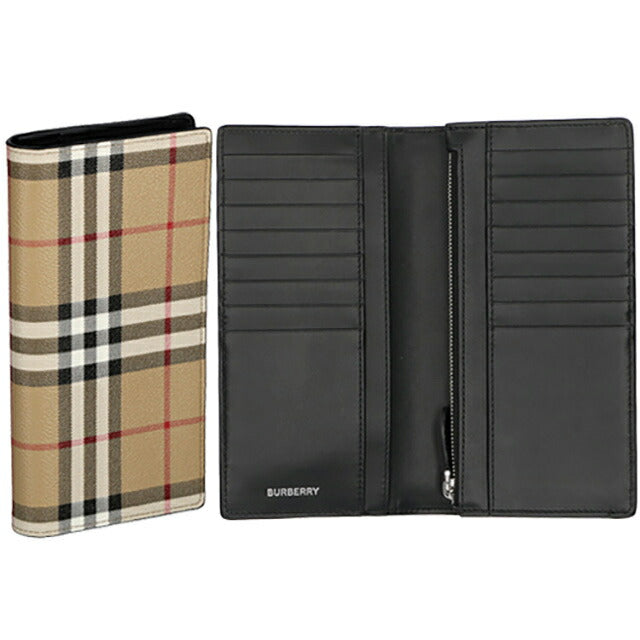 バ−バリ− 長財布 メンズ ブランド BURBERRY チェック 8069819 ベージュ/ブラック 8069819