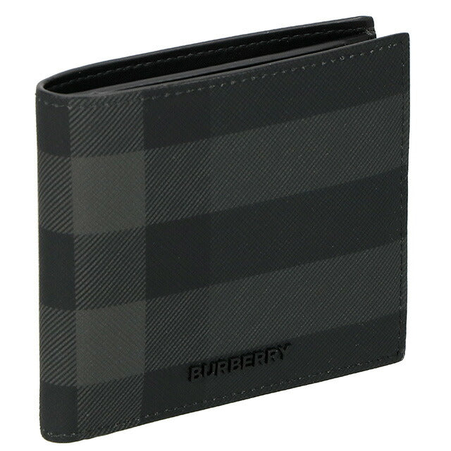 バ−バリ− 二つ折り財布 メンズ ブランド BURBERRY チェック 8070201 ブラック 8070201
