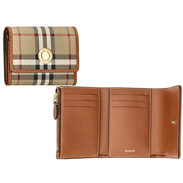 バ−バリ− 三つ折り財布 レディース ブランド BURBERRY チェック 8070415 ベージュ 8070415