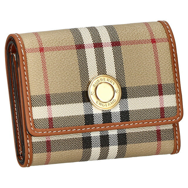 バ−バリ− 三つ折り財布 レディース ブランド BURBERRY チェック 8070415 ベージュ 8070415