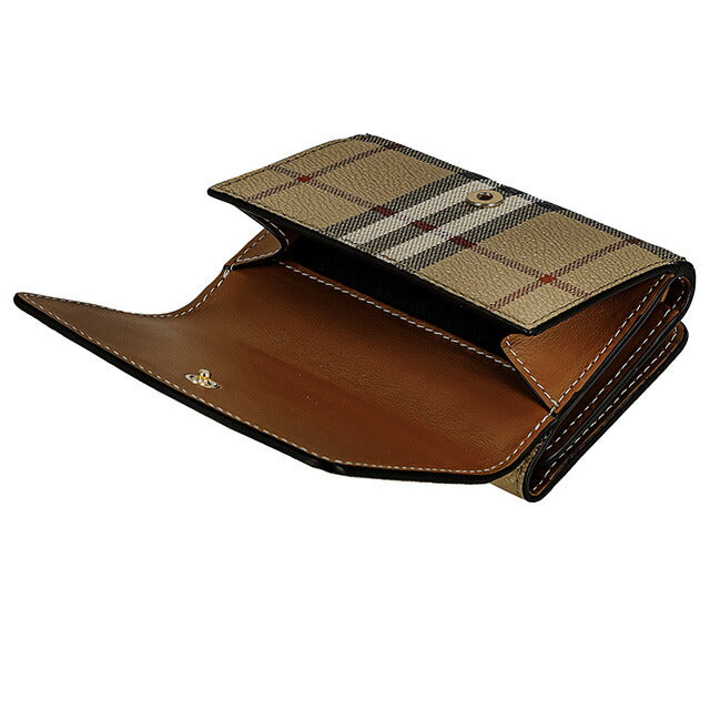 バ−バリ− 三つ折り財布 レディース ブランド BURBERRY チェック 8070416 ベージュ 8070416