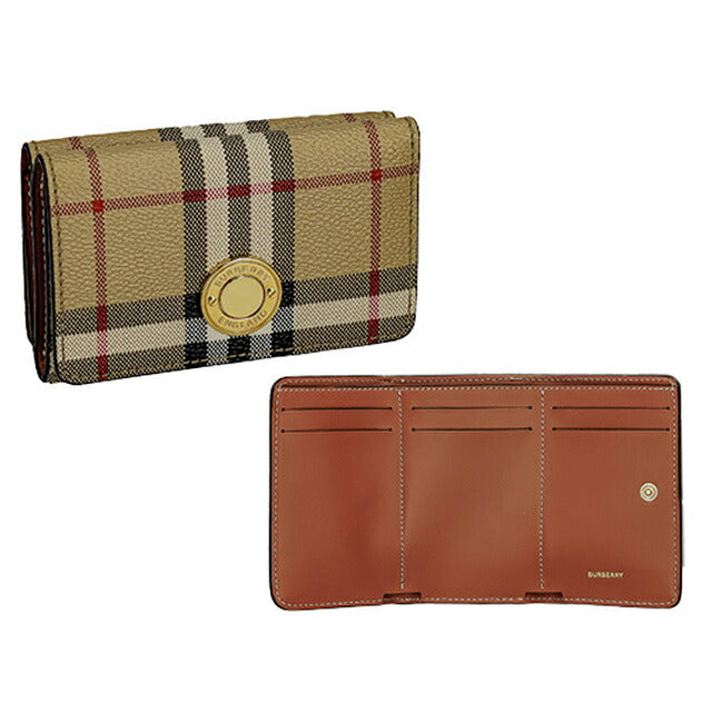 バ−バリ− 三つ折り財布 レディース ブランド BURBERRY チェック 8070416 ベージュ 8070416