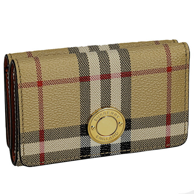 バ−バリ− 三つ折り財布 レディース ブランド BURBERRY チェック 8070416 ベージュ 8070416