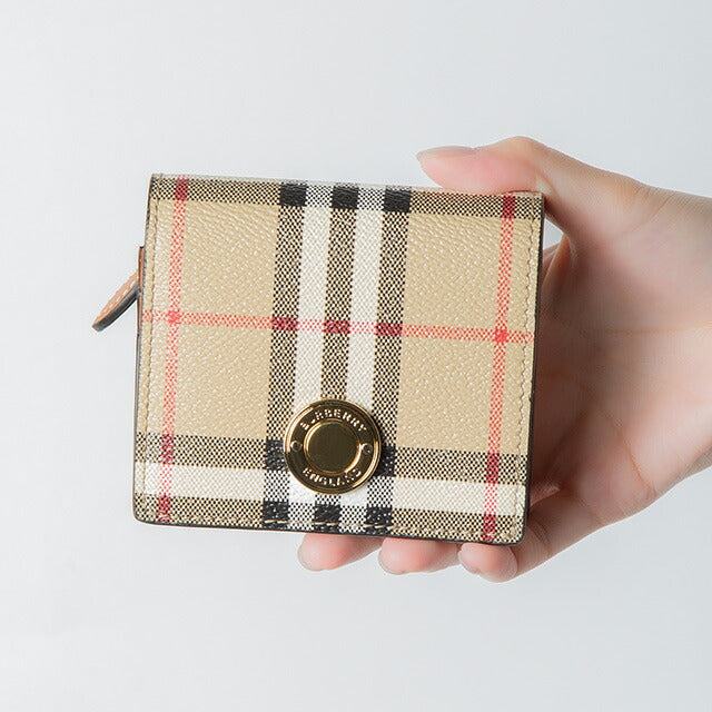 バ−バリ− 二つ折り財布 レディース ブランド BURBERRY チェック 8070417 ベージュ 8070417